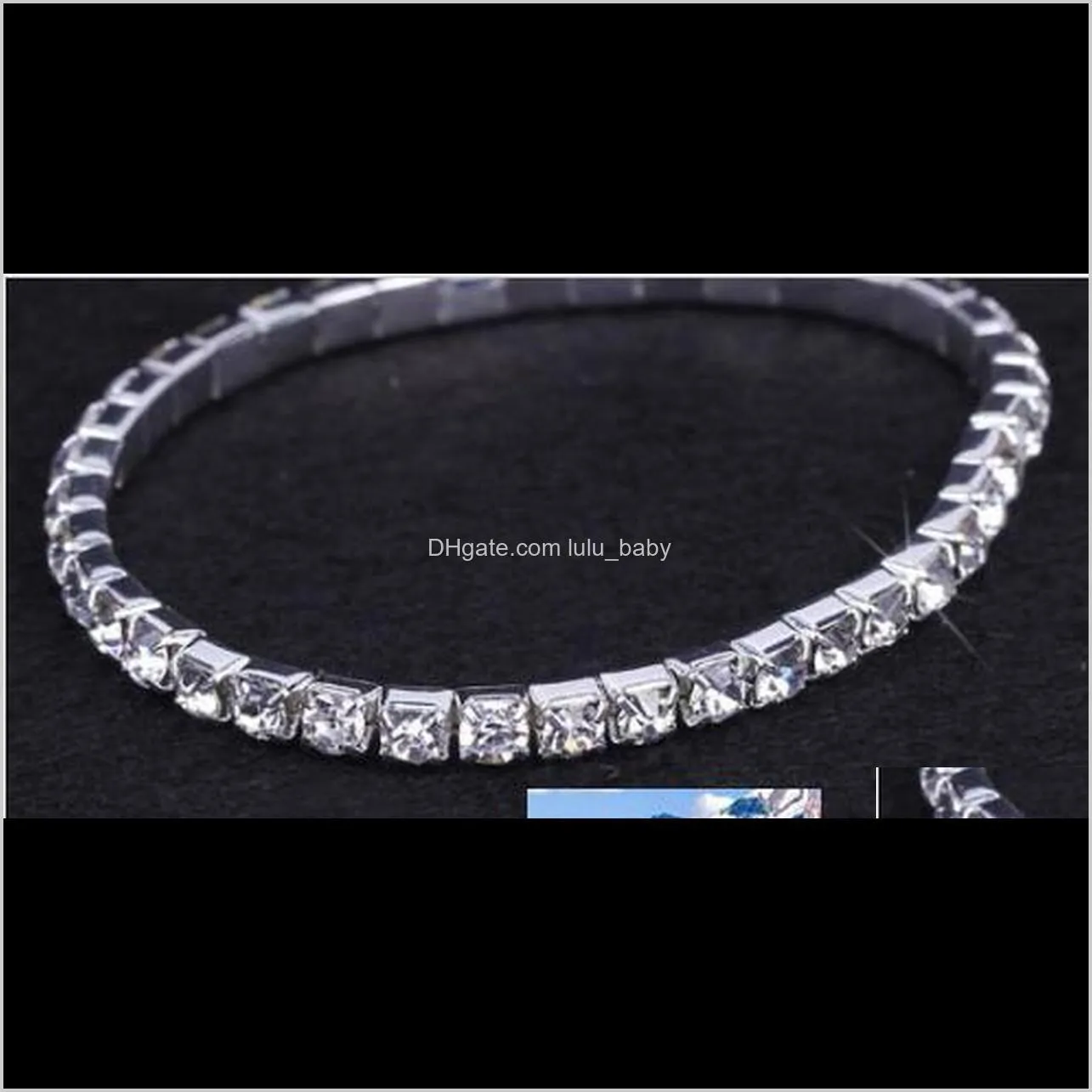 1 row shiny rhinestone elastic lady bangle stretch crystal bangle bracelet fit party prom wedding engagement bridal jewelry gift