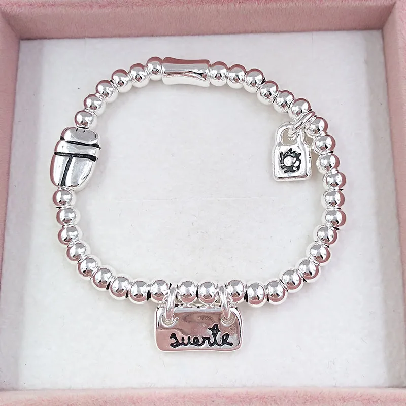 DIY charms evil eye jewelry making supplies UNO de 50 Luck Sterling sier bracelet for women metal bangles hand chain beaded sets b_voghion.com
