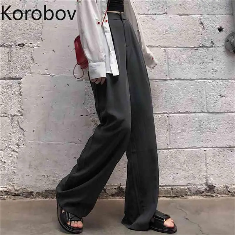 Korobov femmes nouveau Chic femmes pantalon coréen solide OL femme Joggers Style Preppy Streetwear large Lag pantalon 210430