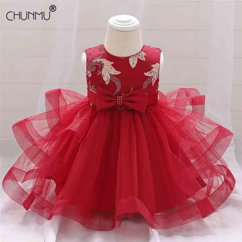 1 ans anniversaires bébé fille robe dentelle perles fleur baptême pour vêtements fête mariage princesse es Infantil 210508