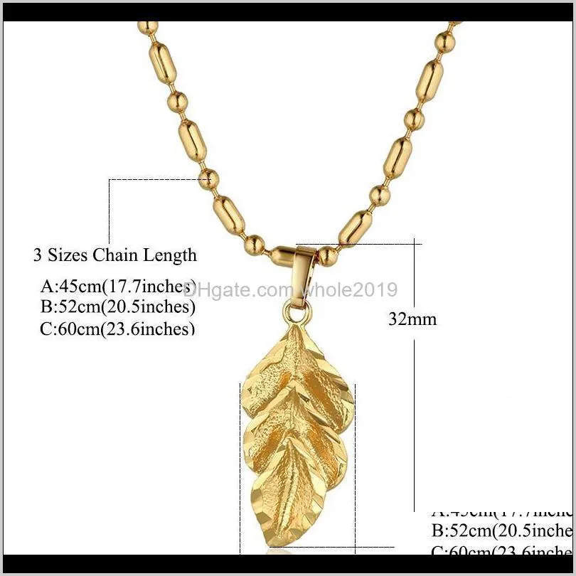 small leaf necklaces for women/girls gold silver color femme pendant bead chain simple jewelry gift