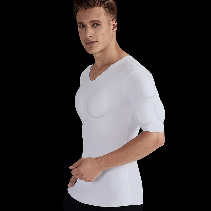 PEC Invisible sous-vêtements pour hommes grande poitrine Muscle augmenté Shaper chemises masculines