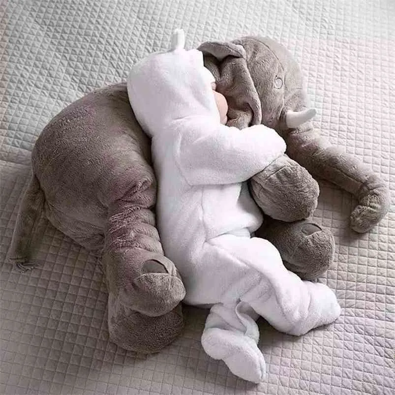 80cm Plush Elephant Toy Baby Sleeping Back Cushion Soft Stuffed Pillow Doll born Playmate Kids Birthday Gift 210728