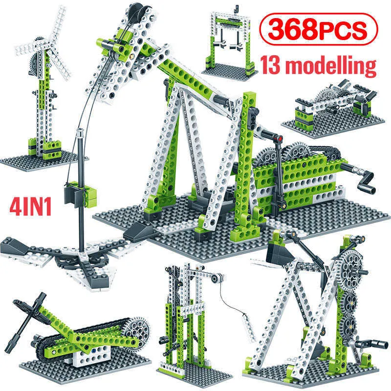 Stad Technicai Deas Engineering Crane Science Gear Building Blocks Creator Mechanical Liften Driller DIY Bricks Speelgoed voor kinderen X0902