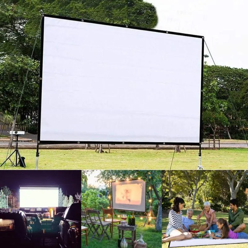 프로젝션 스크린 150 인치 4:3 휴대용 접이식 영화 스크린 HD 주름 방지 실내 야외 프로젝터 홈 시어터 사무용 전자 제품
