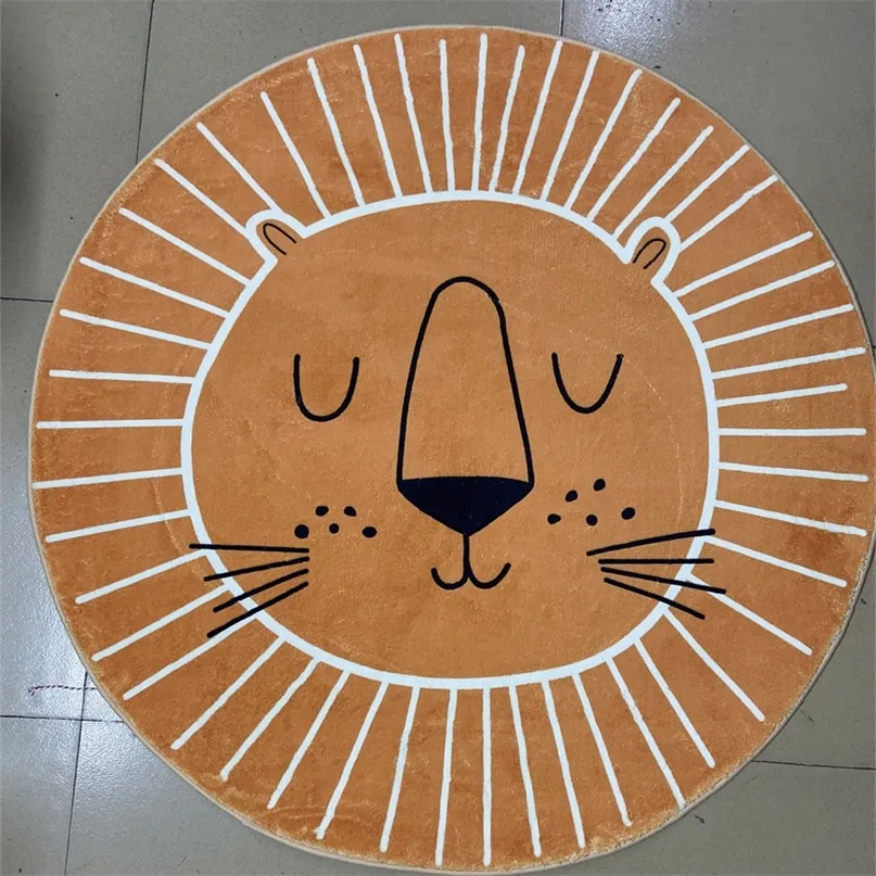 INS nordique dessins animés tapis pour enfants bébé jouer tapis rond Lion tapis de jeu né photographie accessoires salon 220301