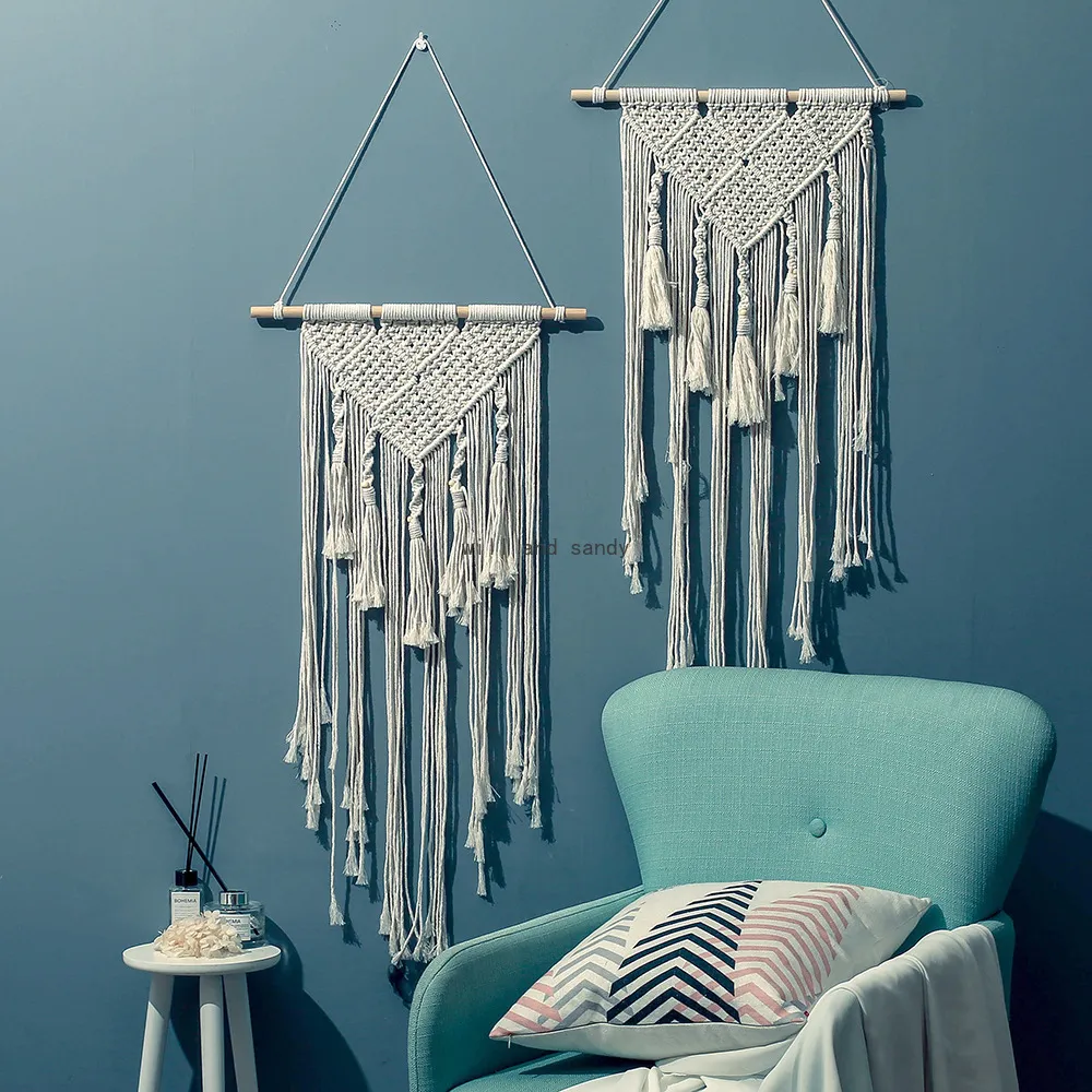 Macrame vägg hängande vävt tofs gardin tapestry vägg hängare boho hem dekor konst tofs fönster hängande