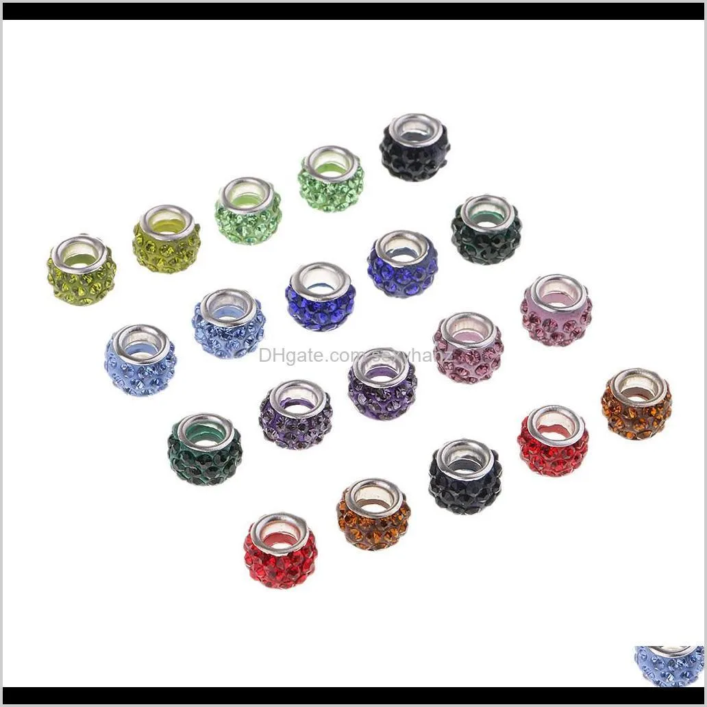 20pcs 10mm clay pave disco crystal beads large hole for diy jewelry making