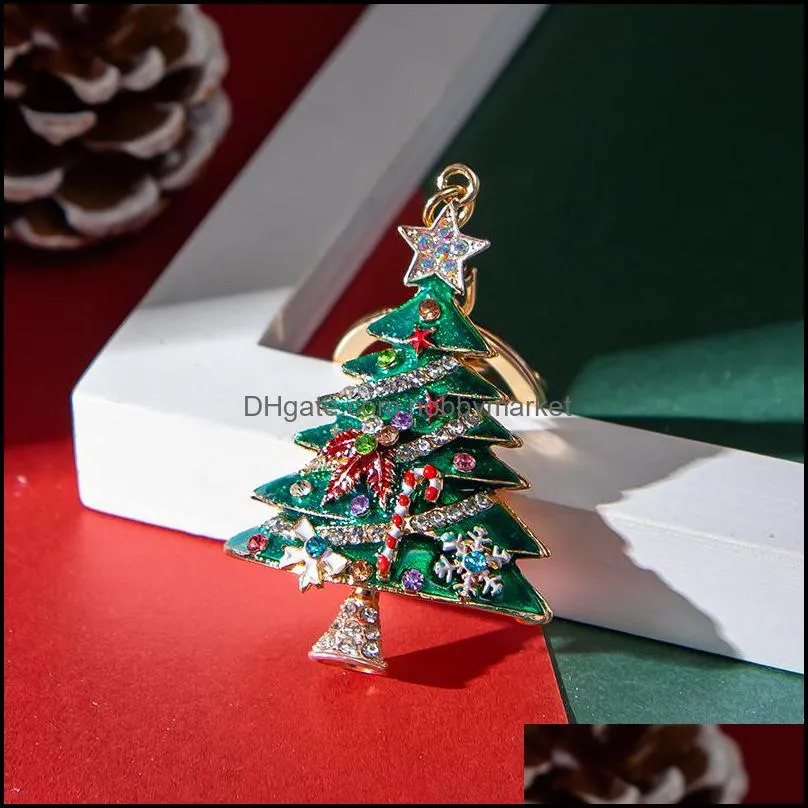 Porte-clés Bijoux Style Arbre De Noël Strass Noël Santa Porte-clés Pour Femmes Cadeaux Livraison Directe 2021 Za0Qk