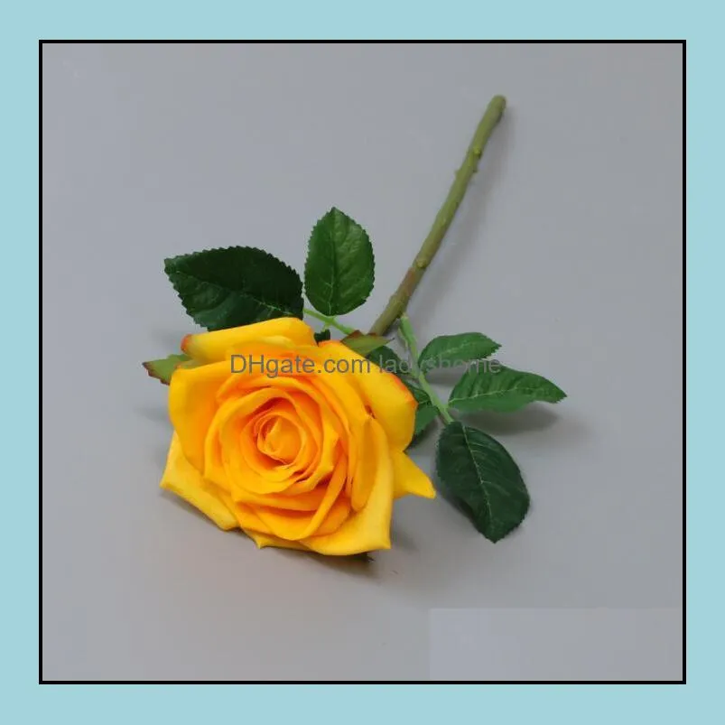 Multicolor Moisturizing Rose Flower Single Stem Good Quality Artificial Flowers For Wedding Decorations HWB6096