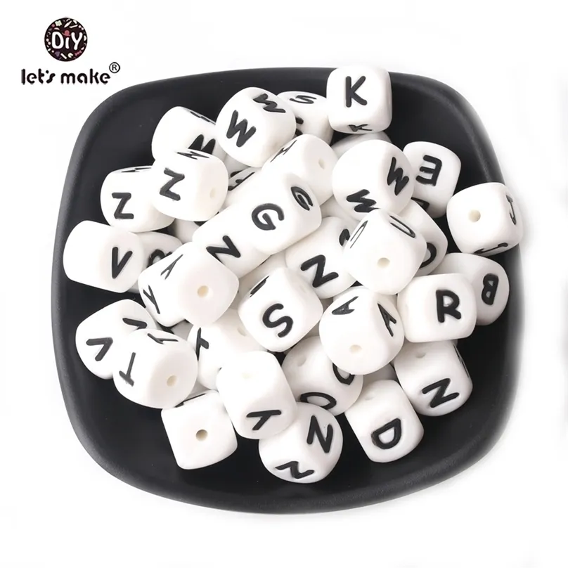 100pc Silicone Alphabet Letter Beads Food Grade Chewing Teething 26 s Bead Baby Teether 211106