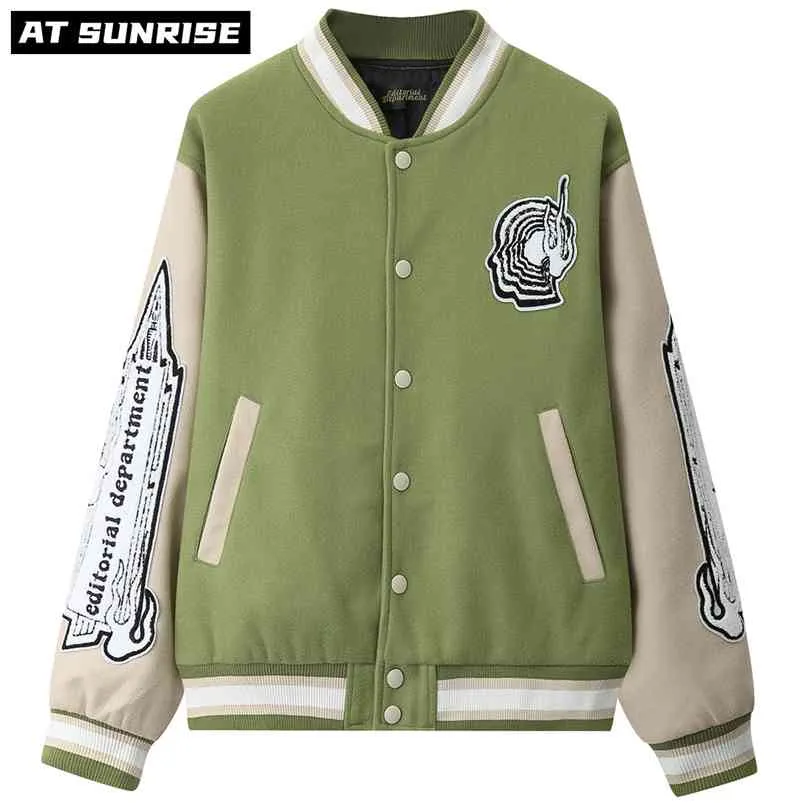 Hip Hop Baseball Vestes Hommes Streetwear Cargo Veste Hiver Lâche Casual Coton Manteaux Surdimensionné Harajuku tops Laine Polyester 210923