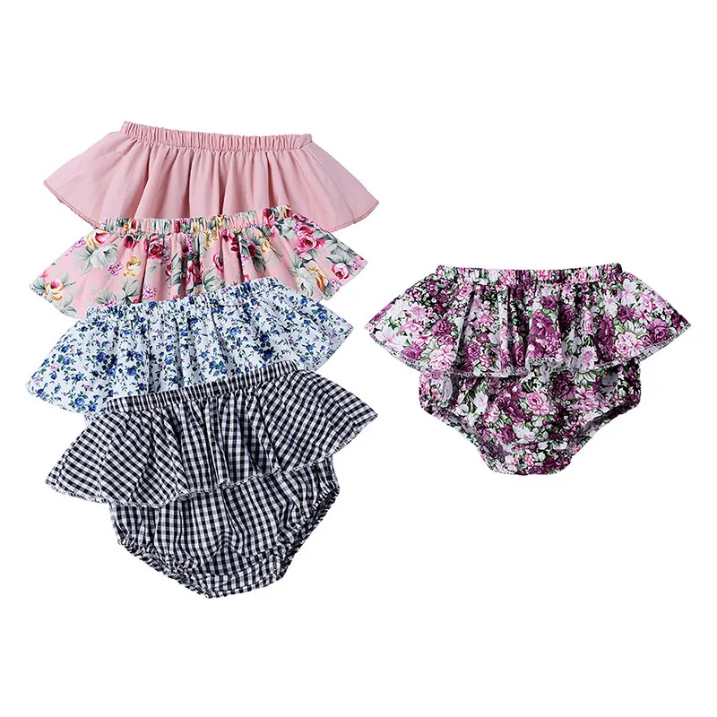 Bébé fille volants shorts nouveau-né bébé fleur bloomers été enfant en bas âge pantalon PP couche-culotte culotte 210413