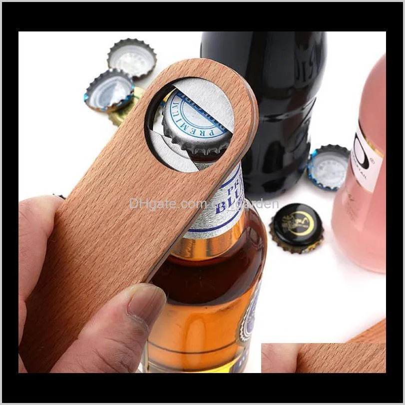 big wood handle bartender bottle opener wine beer soda glass cap openers kitchen bar tools factory wholesale sn2533