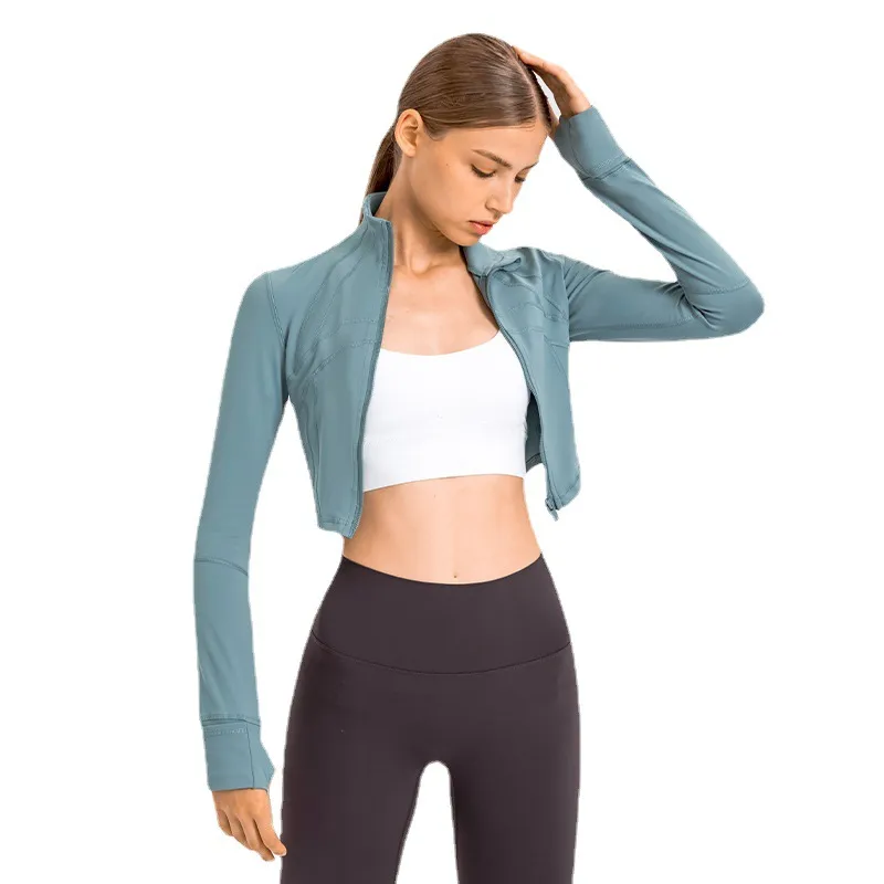 Roupas femininas Casacos Casacos Jaquetas Outono Ioga Jaqueta de gola alta Esportes fitness Barriga fina Vestir corrida Casual Confortável Mangas compridas Calças de corrida femininas