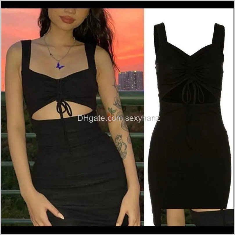 women sleeveless sexy v-neck black bodycon mini dress backless ruched drawstring front hollow out high waist clubwear