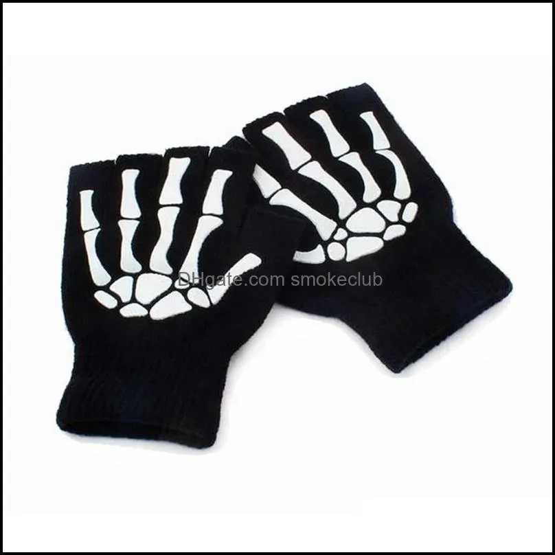 Cycling Gloves 1 Pair Knitting Women Men Half Finger Skeleton Mittens Hand Warmer Claw Unisex