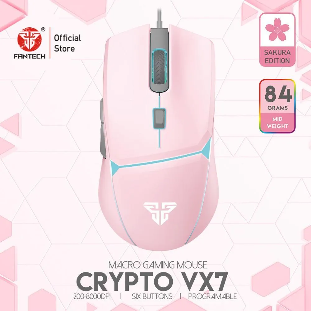 FANTECH VX7 Gaming 84G Light Optical Mice 8000DPI Game 6 Button Macro GamePlayers Wired Mouse FPS Moba
