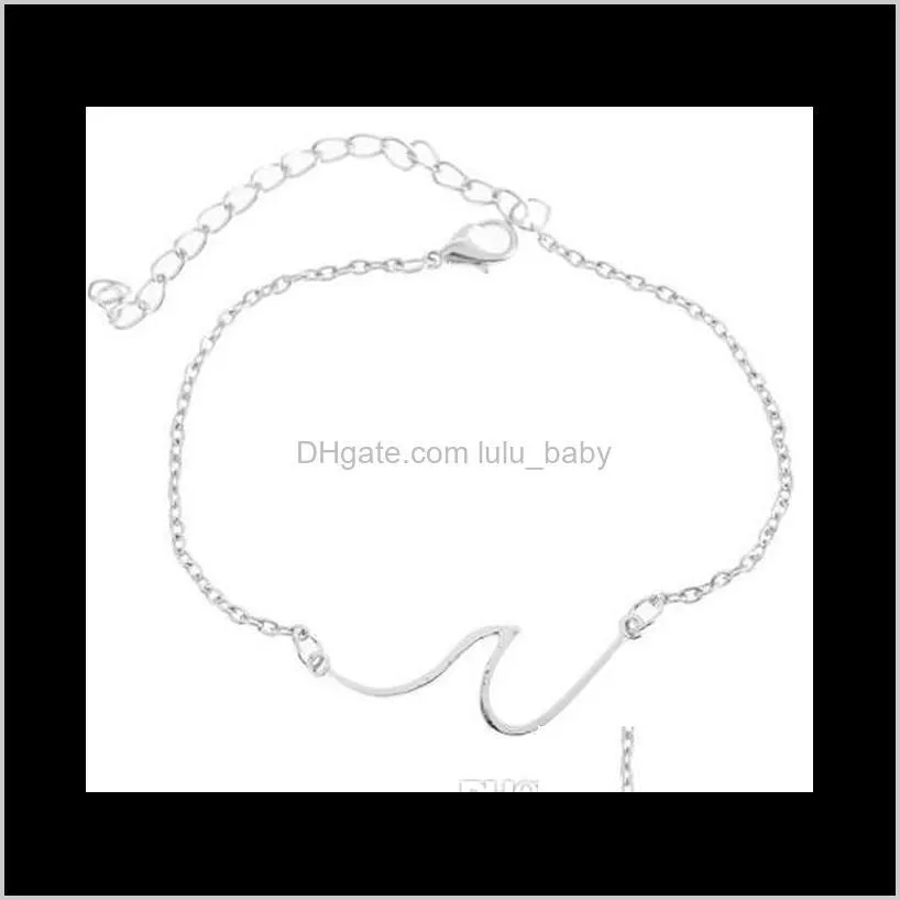 Anklets Simple Wave Anklet Ocean Ankle Bracelet Charms Chain Foot Beach Jewelry Charm Ankle Bracelet Silver, Gold