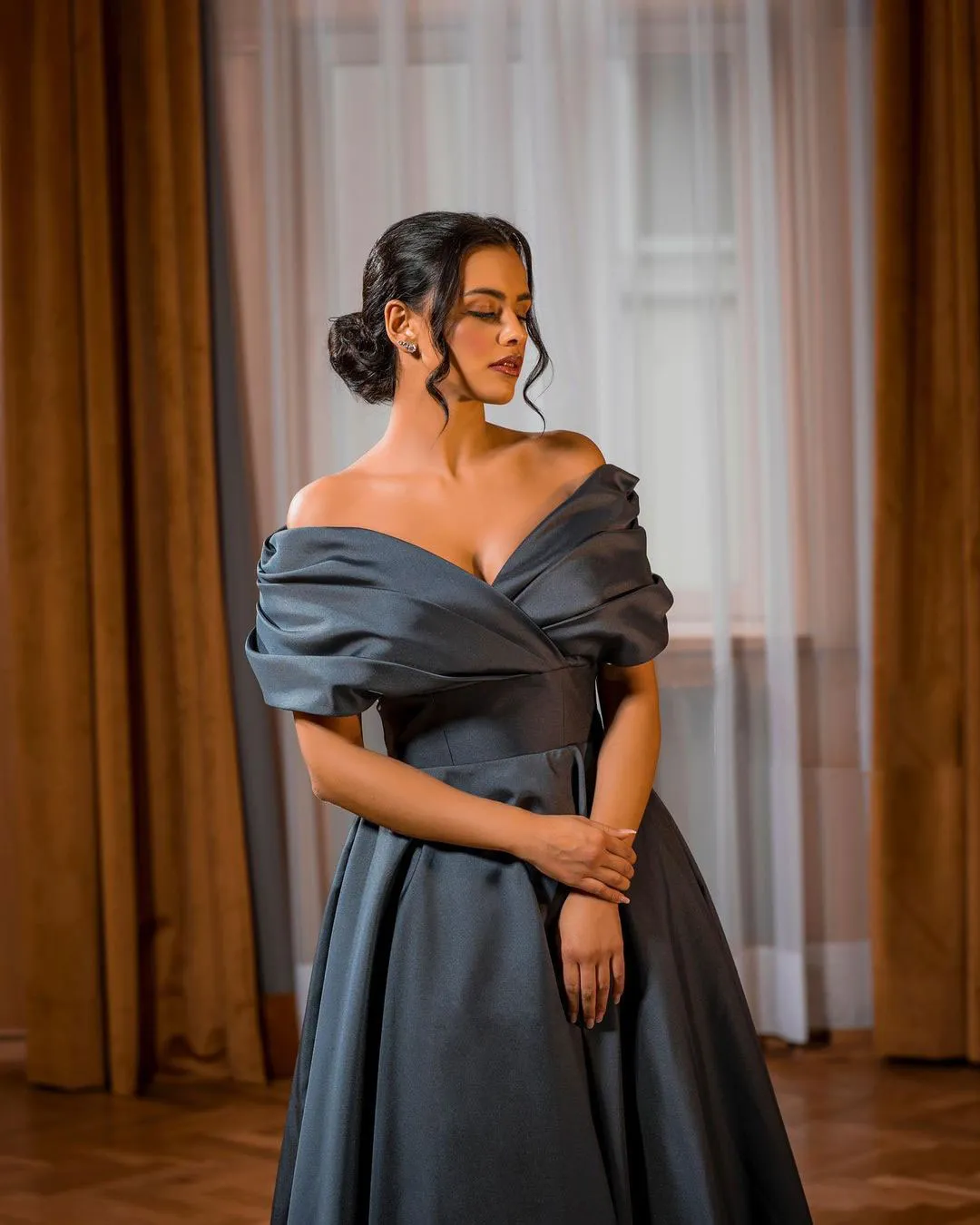 Gray Pleated Prom Dresses Off The Shoulder Neck... From 96,37  | DHgate