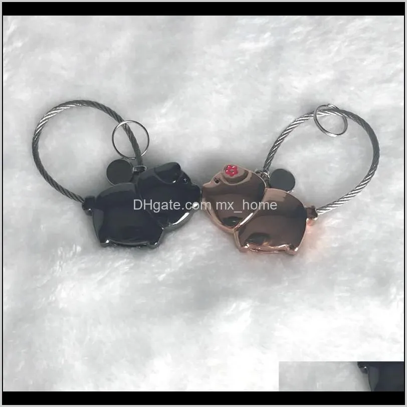 2pcs valentines day gift baby souvenirs lovers kiss pig keychain with box wedding gifts for guests bridesmaid gift party favors