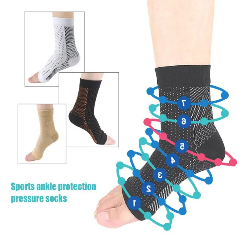 Soutien de la cheville 1 paire pied ange Anti Fatigue Compression manches Cycle basket-ball sport chaussettes en plein air hommes orthèse chaussette