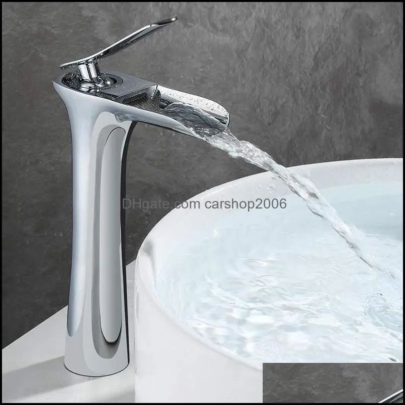 Bathroom Sink Faucets Faucet Waterfall Semi-Open Nozzle Basin High Basin1