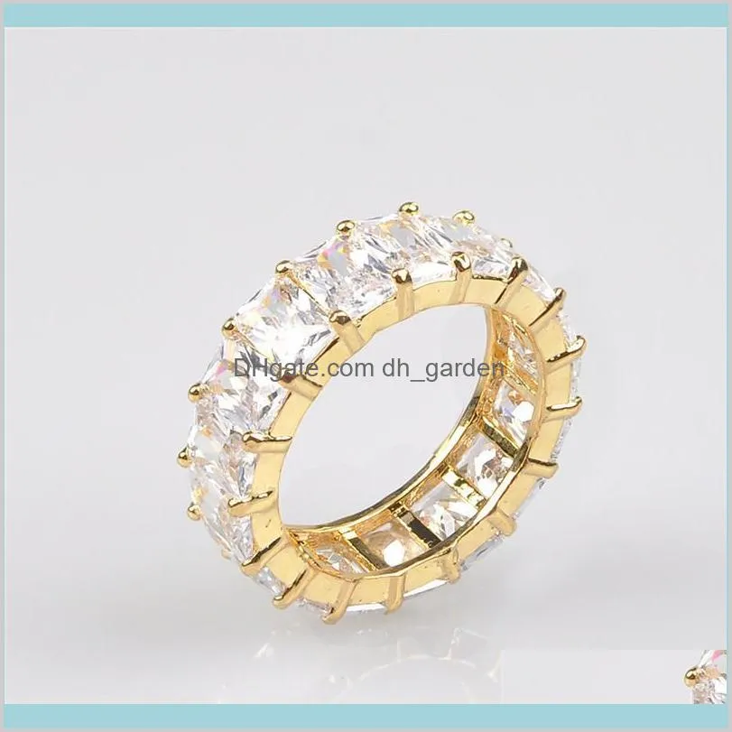 newest fashion deaigner jewelry rainbow square baguette cz engagement ring for women gold plated cubic zirconia colorful eternity band