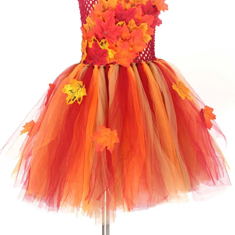 Fall Autumn Girls Tutu Dress Kids Maple Leaves Dress Up Halloween Costume Fancy Birthday Party Carnival Thanksgiving Dresses (16)