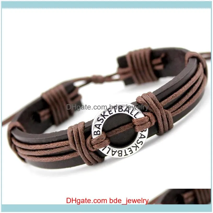 Charme Jewelrycharm Pulseiras Ginástica Calistenia Golf Soer Futebol Beisebol Softball Vôlei Lacrosse Hóquei Tênis Leathe306c