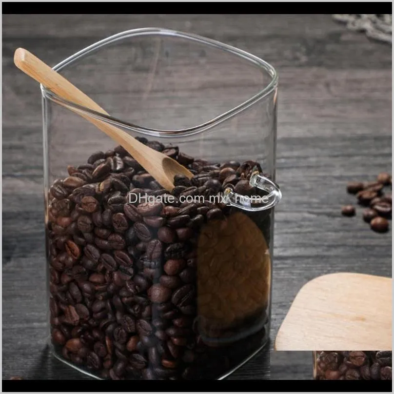 2 pcs with spoon sealed jar storage tank condiment coffee beans tank sugar storage bottle box 800ml s & 1200ml l