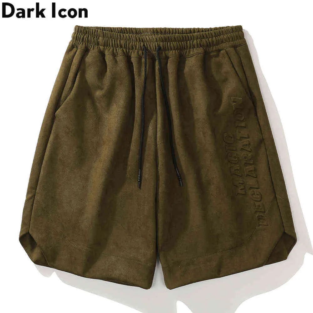 Suide Plain Men's Shorts Summer High Street Shorts for Man Black Green 210603