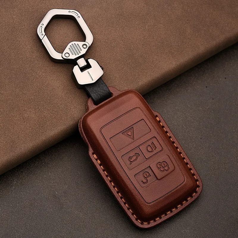Роскошная натуральная кожа автомобиль ключ чехол для Jaguar Xel XFL PACE XF Auto Accessories Beychain Держатель сумка для ключей Coakhide 220228