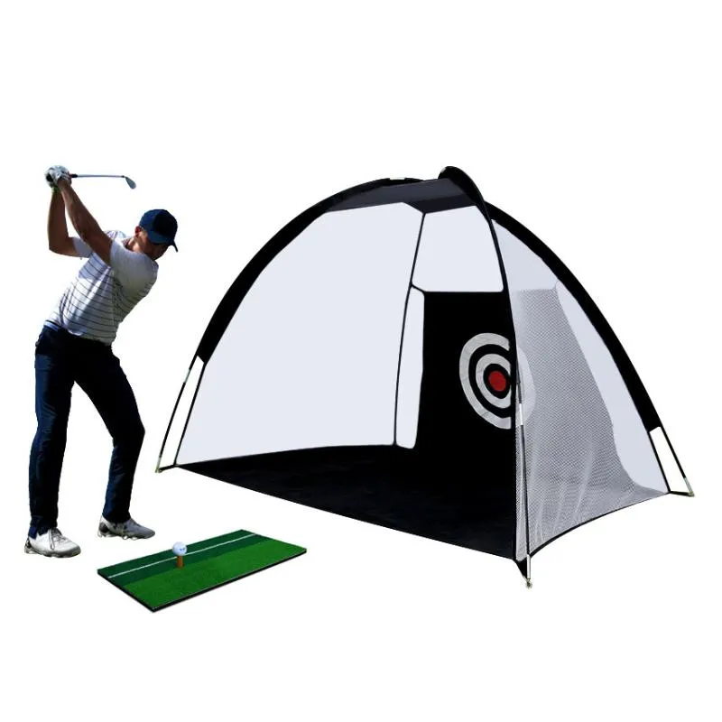 Golf Training Aids Indoor 2M Practice Net Tent Colpire Gabbia Giardino Prato Attrezzatura Mesh Mat Altalena all'aperto