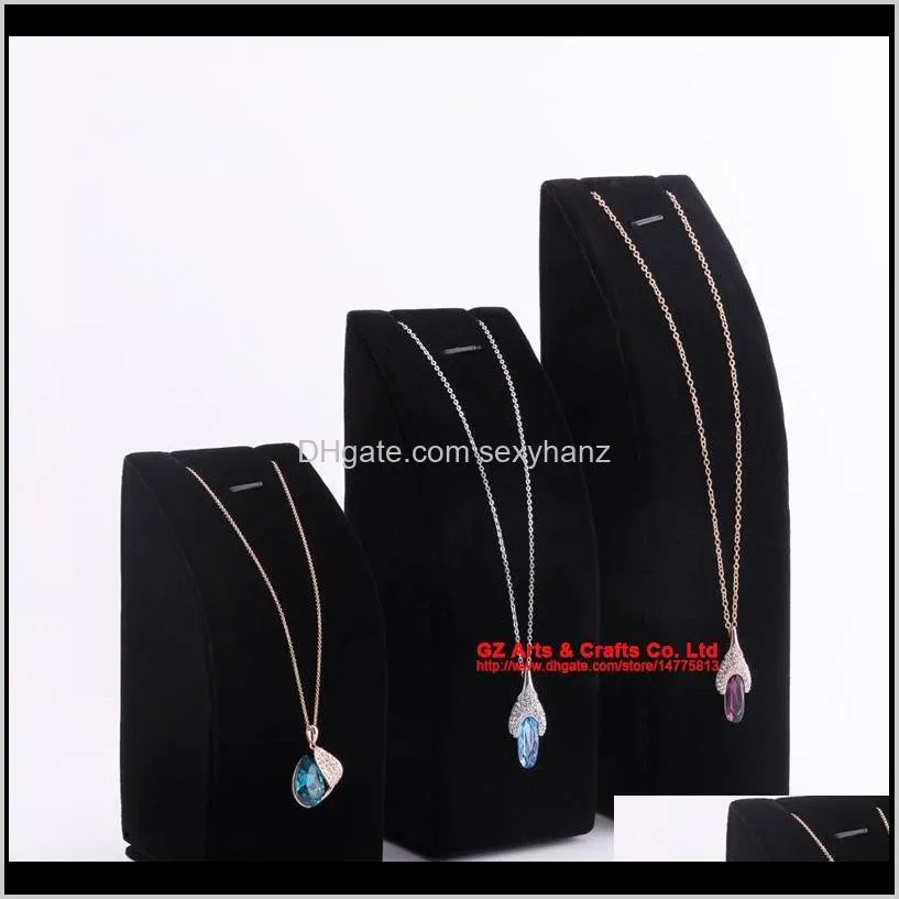  shipping black gray velvet pendant necklace chain display stand bracelet holder 3 pc/set jewelry packaging displays