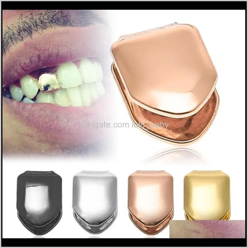 Bretels Enkele Metalen Tand Goud Zilver Kleur Top Bottom Hiphop Tanden Caps Body Sieraden Voor Vrouwen Mannen Mode Ztlt5 Grillz Grills Igxs8