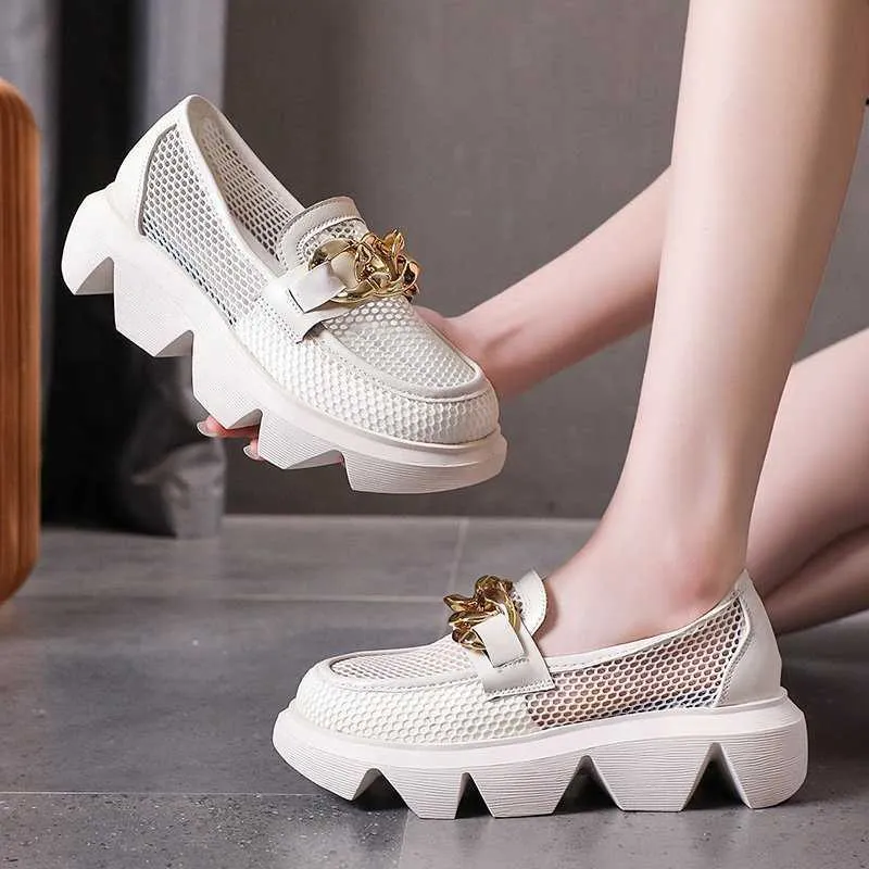 Kadın Örgü Ayakkabı Moda Kadın Nefes Spor Rahat Ayakkabı Konfor Platformları Kalın Yumuşak Loafer Kadın Tıknaz Sneaker Y0907