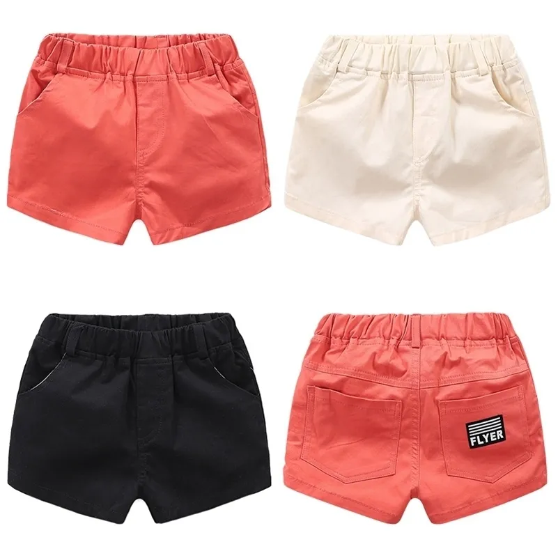 Summer Fashion 2 3 4 6 8 10 Years 90 100 110-140cm Cotton Sports Solid Color Handsome Elastic Shorts For Kids Baby Boy 210701