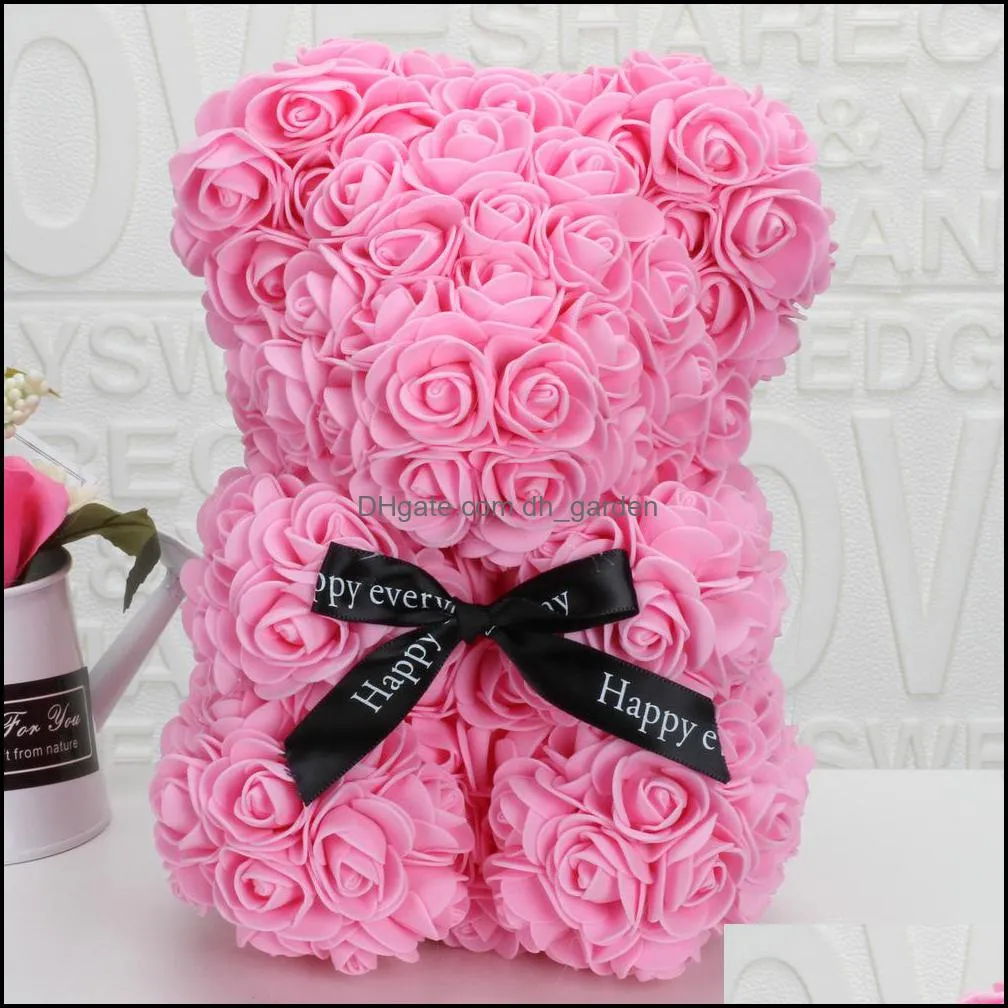 1set 25cm Bear Of Roses Artificial Flowers Home Wedding Festival DIY Decoration Gift Box Wreath Crafts1