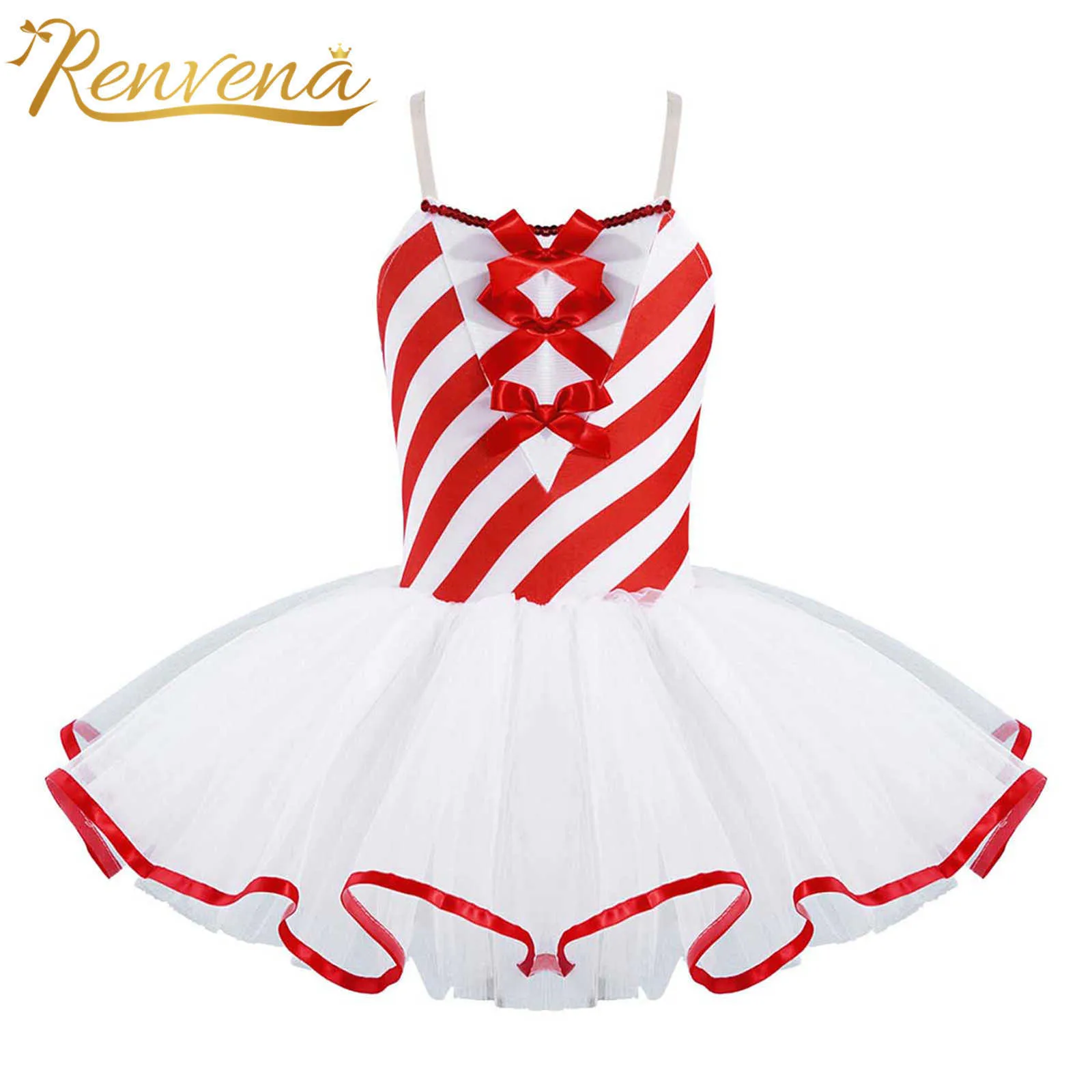 Kids Girls Christmas Dance Costume Gymnastics Leotard Dress Sleeveless Sequins Tutu Ballet Dress Childs Figure Ice Skating Dress G1026