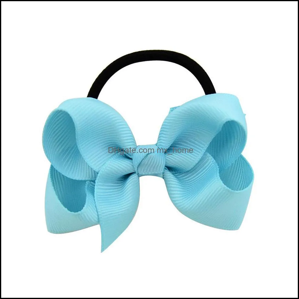 Baby Ponytail Holder Elastic Rubber Band Bow Girls Hair Rope Bows hairbands Children Grosgrain Ribbon Kids Hair Accessorie 20 Colors