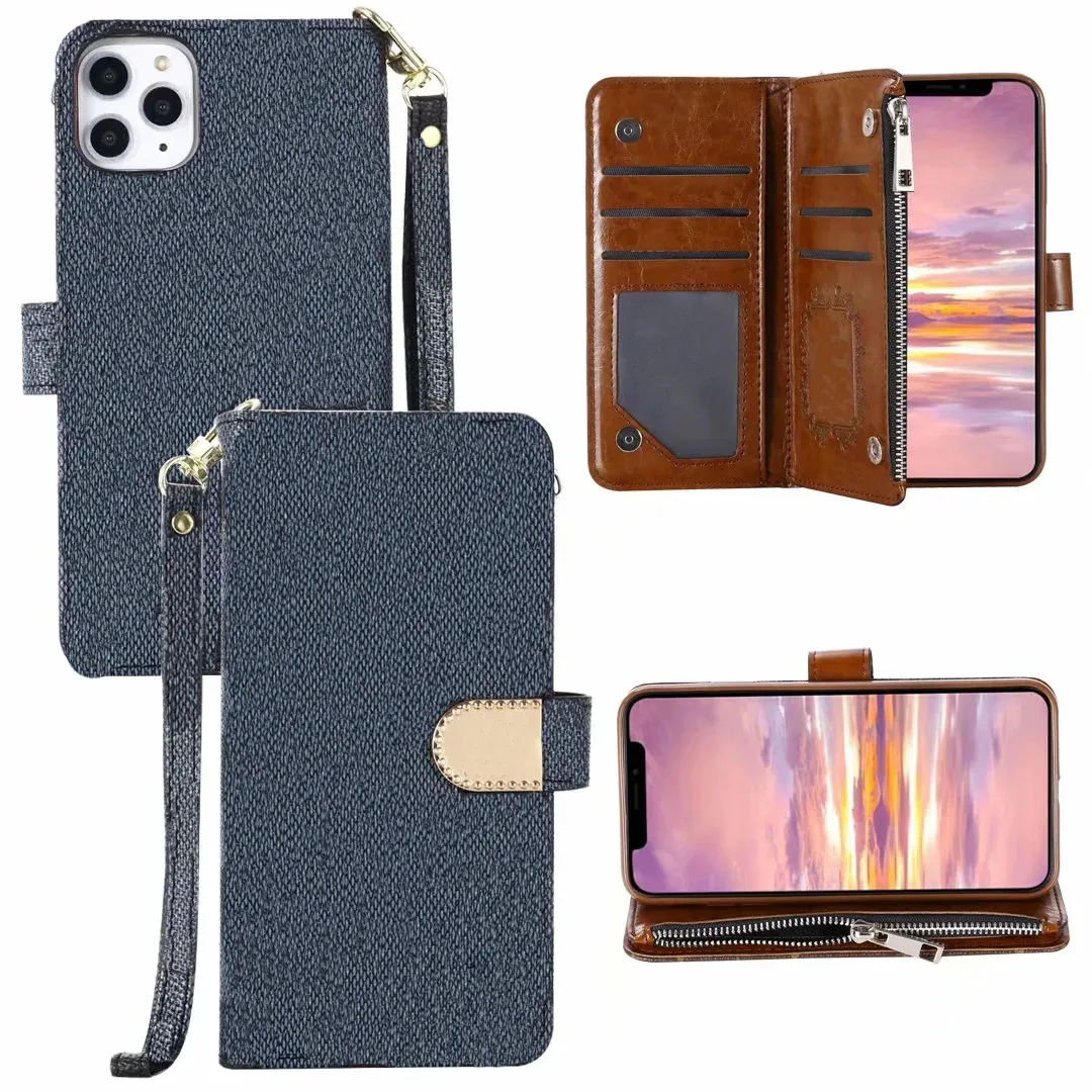 Fashion designer phone cases for iPhone 12 13 Pro max 11 11Pro XR XS MAX shell leather Multi-function card package storage wallet cover O07