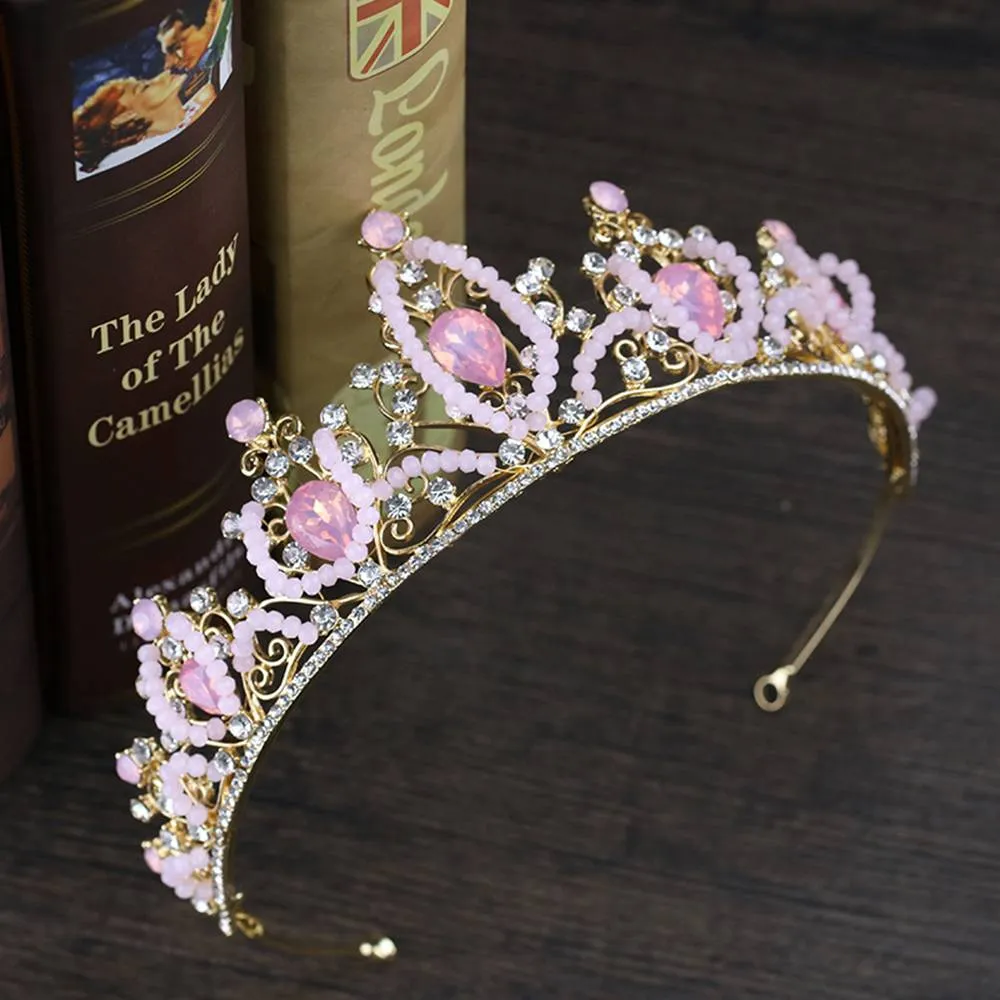 Pink Crown Kopfstücke Accessoires Kinder Geburtstagsfeier Kopfschmuck Prinzessin Hochzeit Brauthaarschmuck