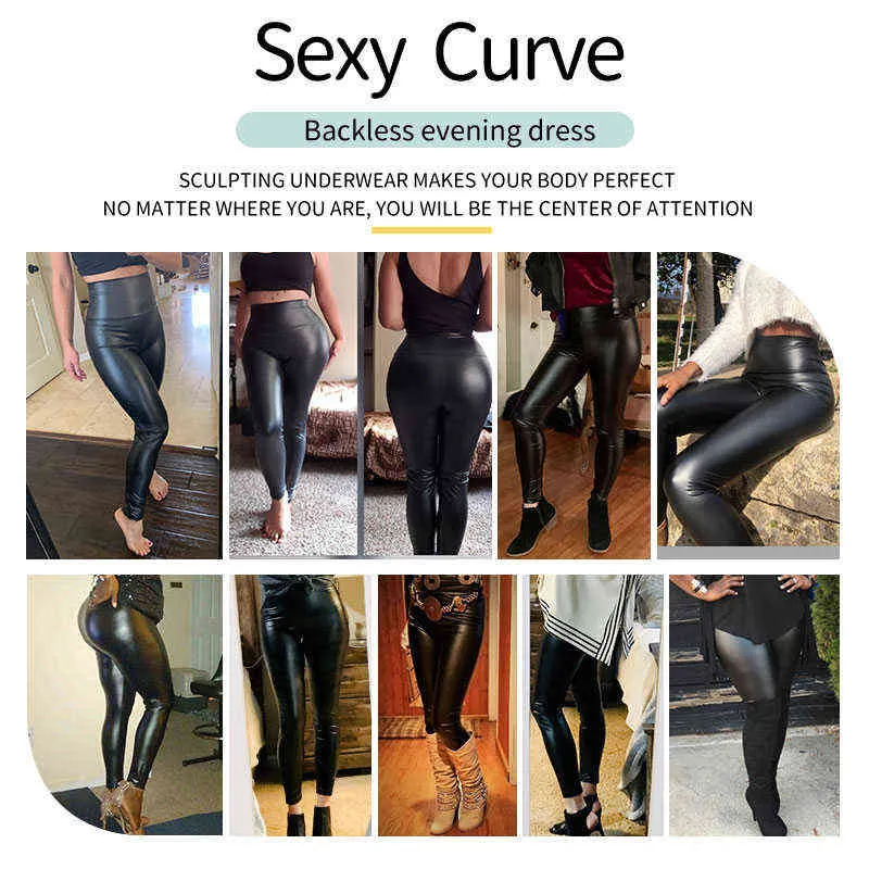 Scrunch Butt Leather Leggings for Women Leggings Plus Size Solid Bottom  Small Feet Sports High Waist Thin Leather Trousers 2XL