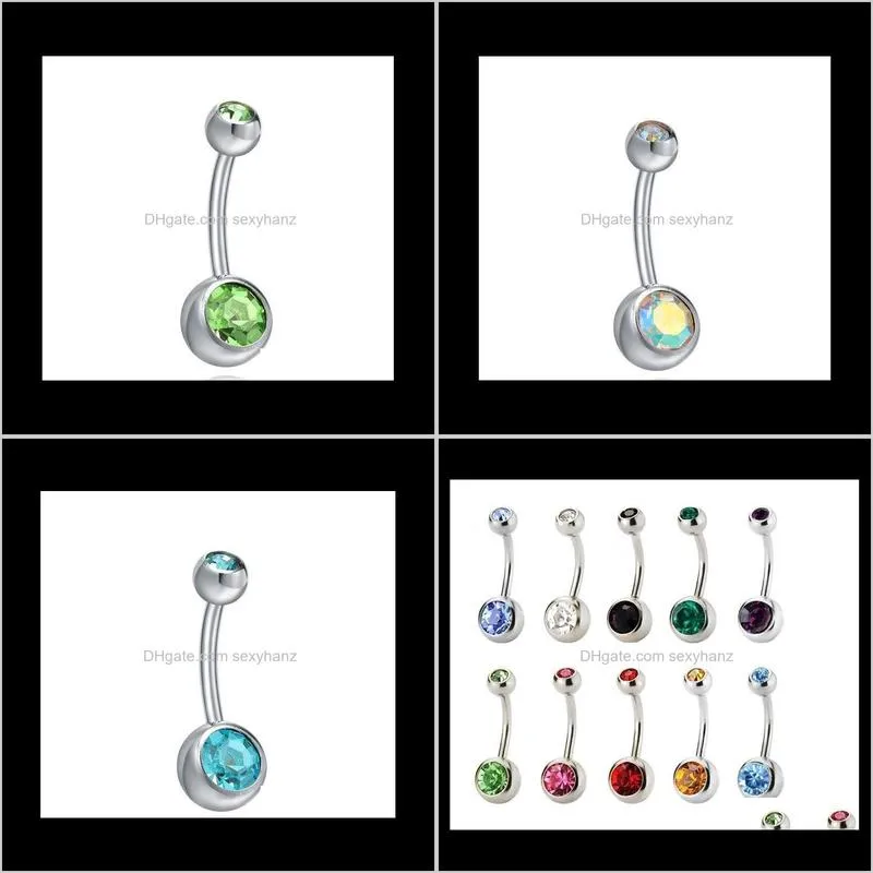 10 colors, european and american stainless steel drilling, navel nail, titanium steel navel ring, color navel buttons, piercing