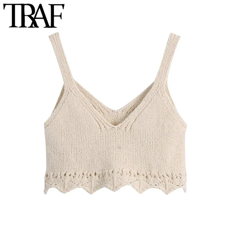 TRAF Femmes Sweet Sweet Sweet Out Out Cropper Coffret Tapots Vintage V eccolaire Écolles Large Camis Mujer 210415