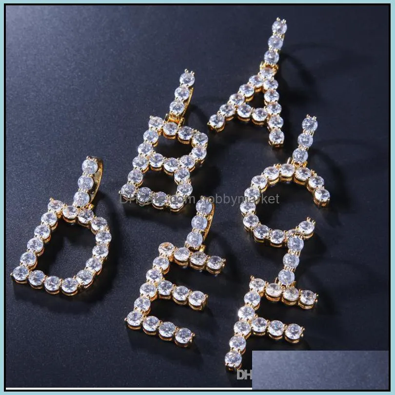 Pendant Necklaces & Pendants Jewelry Hip Hop A-Z Initial Letter Custom Name Necklace For Men And Women With 24Inch Chain English Hiphop Drop