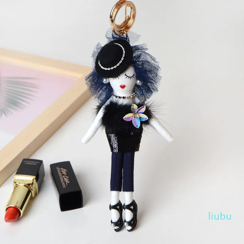 Новая кукла Lady Cute Women Beychain Автомобиль Кулон для девочек Девушки Handmade Заявление Мода Ювелирные Изделия Сумка Ключ Цепи