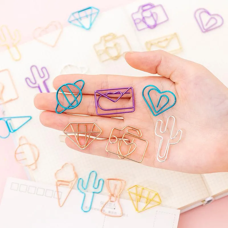 Creative Hollow Paper Clip Set Gold Cute Bookmark Color Office Filing Supplies Student DIY Hand Account Accessory