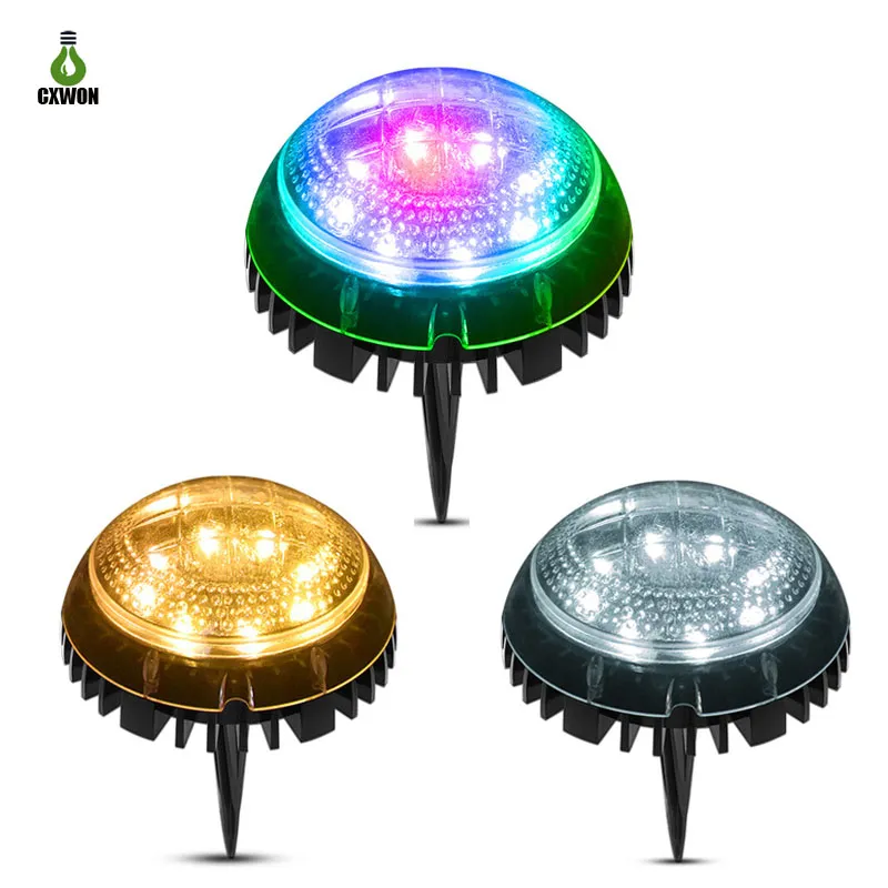 Voie solaire pelouse lumières extérieur lampe de jardin à LED lampe de paysage 8LED s RGB blanc chaud